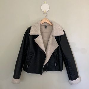 leather jacket with sherpa